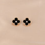 ¡®Lumi¡¯CLOVER MEDIUM 1 MOTIFS ONYX DIAMOND EARRINGS