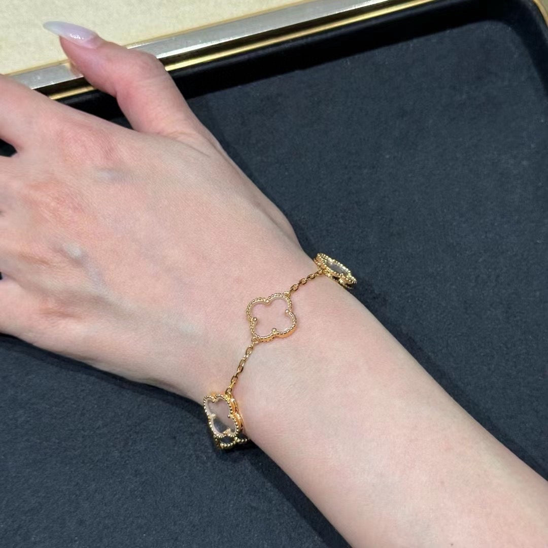 [Lumi jewelry]CLOVER 5 MOTIF ROCK CRYSTAL BRACELET