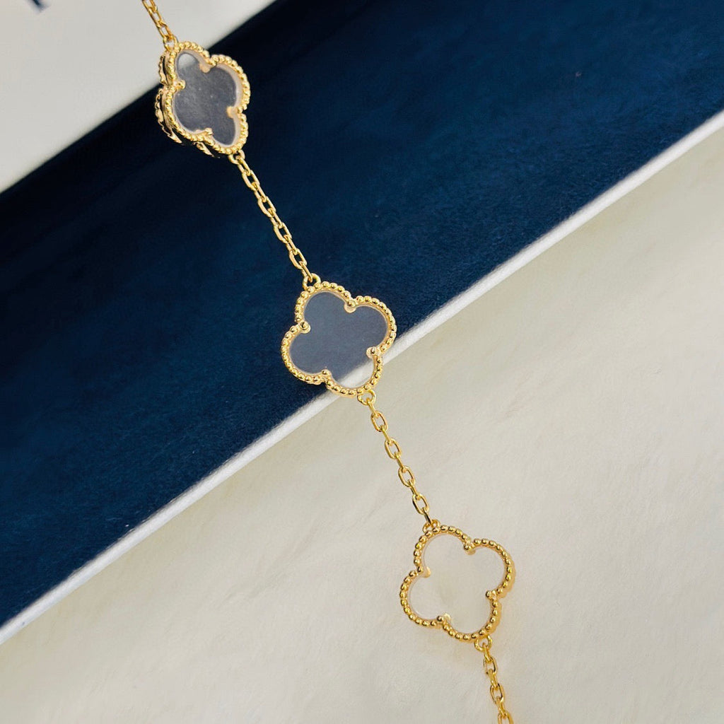 [Lumi]New CLOVER 5 MOTIF ROCK CRYSTAL BRACELET