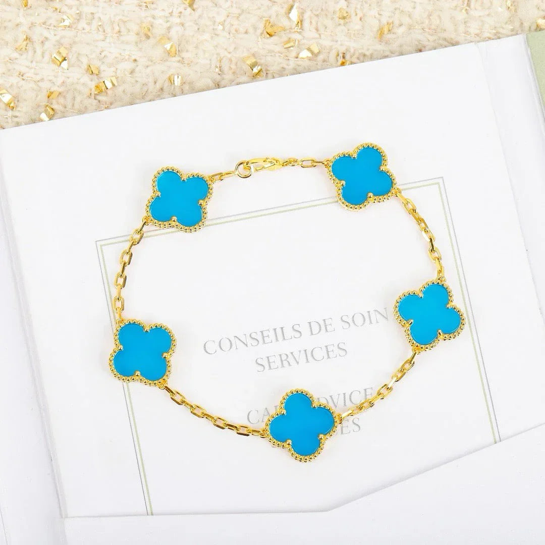 [Lumi]New  CLOVER 5 MOTIF TURQUOISE BRACELET COLLECTION
