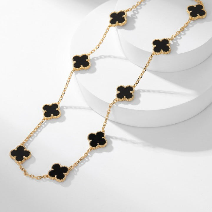 ¡®Lumi¡¯CLOVER 10 MOTIFS ONYX NECKLACE