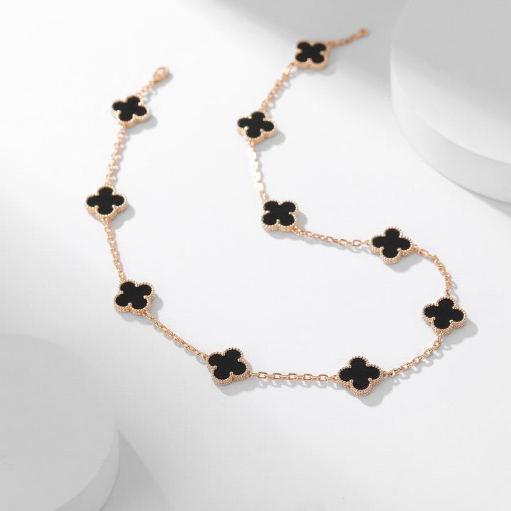 ¡®Lumi¡¯CLOVER 10 MOTIFS ONYX NECKLACE