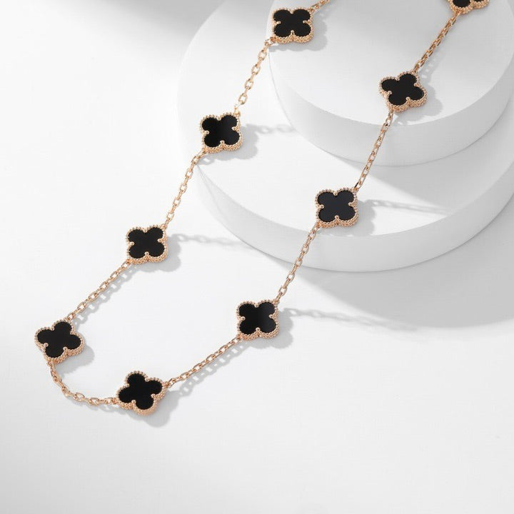 ¡®Lumi¡¯CLOVER 10 MOTIFS ONYX NECKLACE