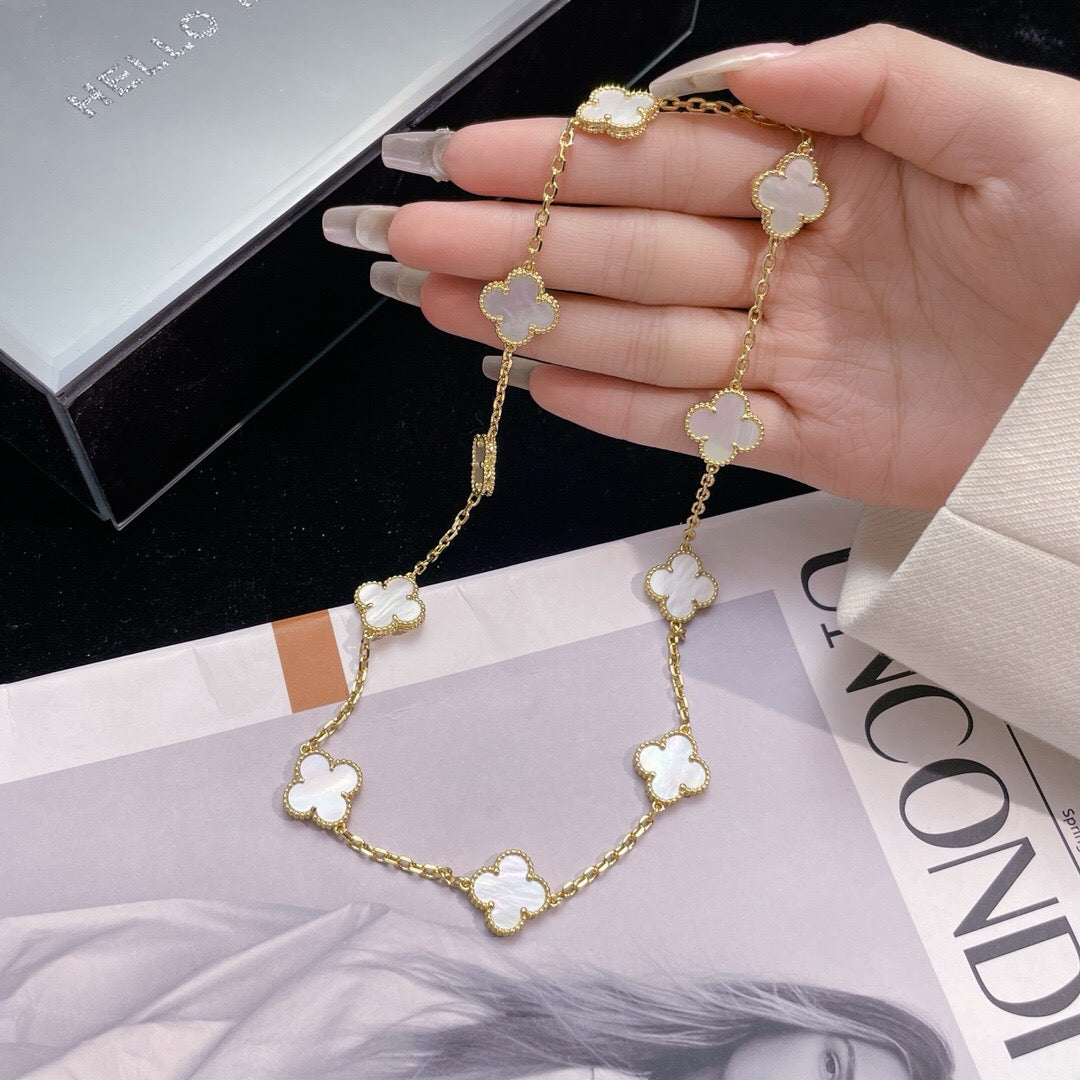 ¡®Lumi¡¯CLOVER 10 MOTIFS WHITE MOTHER OF PEARL NECKLACE