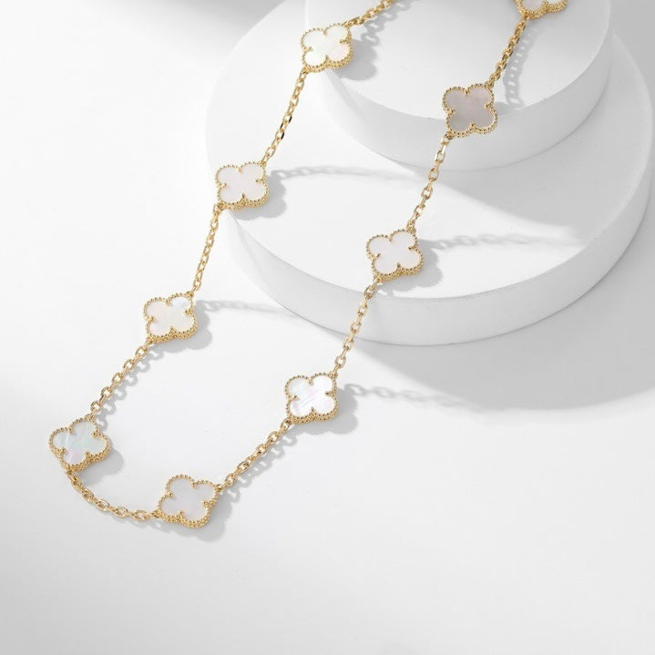 ¡®Lumi¡¯CLOVER 10 MOTIFS WHITE MOTHER OF PEARL NECKLACE