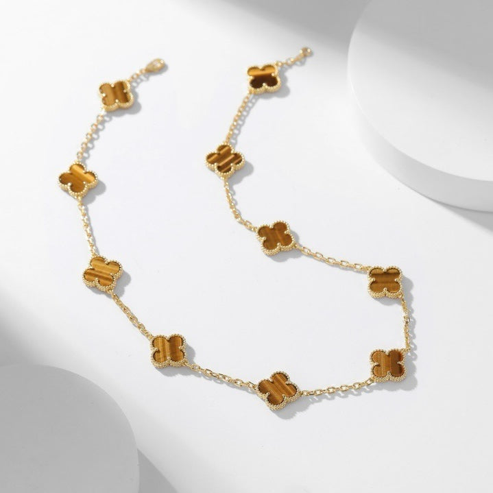 ¡®Lumi¡¯CLOVER 10 MOTIFS TIGER EYE NECKLACE