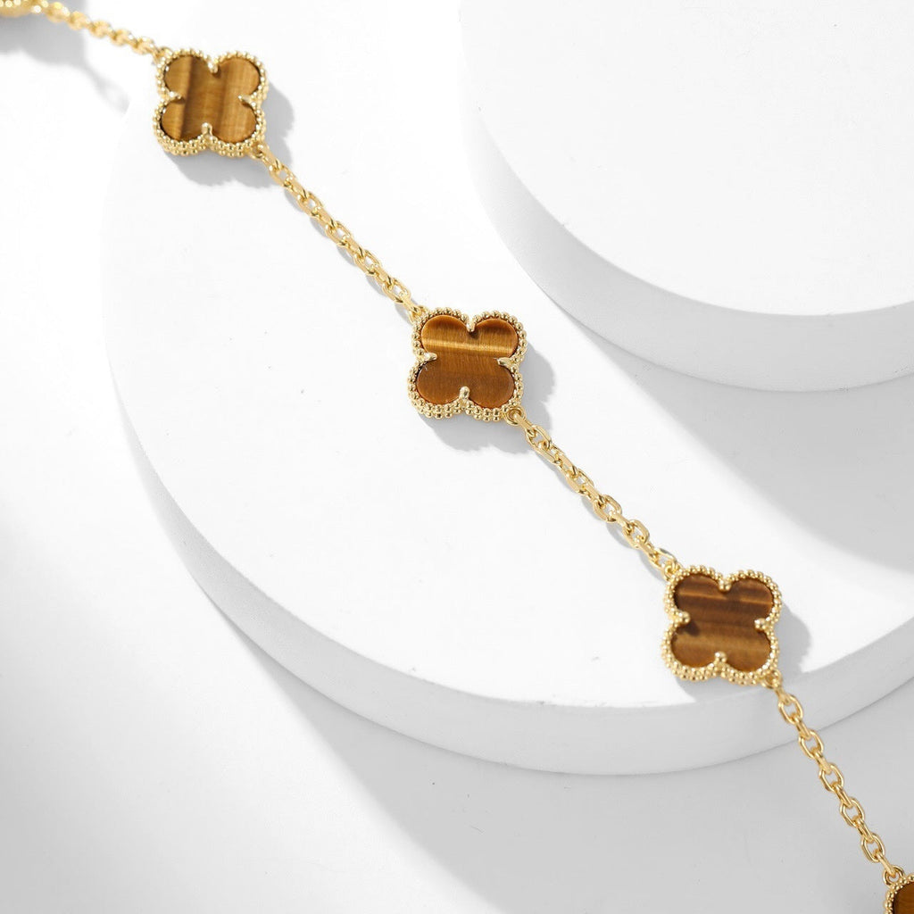 ¡®Lumi¡¯CLOVER 10 MOTIFS TIGER EYE NECKLACE