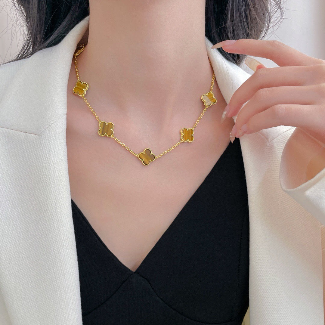 ¡®Lumi¡¯CLOVER 10 MOTIFS TIGER EYE NECKLACE