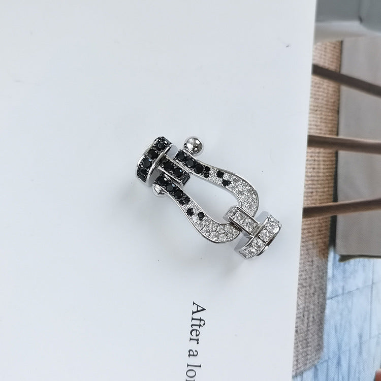 ¡®Lumi¡¯FORCE LARGE HORSESHOE BLACK WHITE DIAMOND BRACELET ROSE GOLD