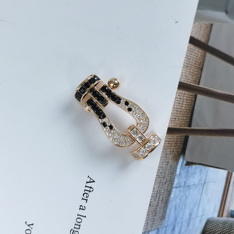 ¡®Lumi¡¯FORCE LARGE HORSESHOE BLACK WHITE DIAMOND BRACELET ROSE GOLD