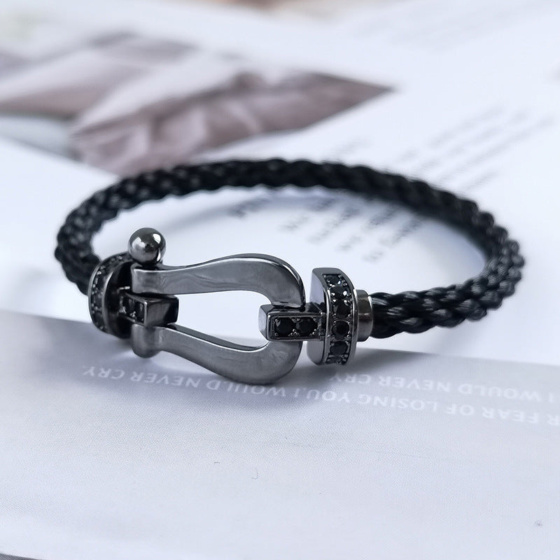 ¡®Lumi¡¯FORCE LARGE SERIES HORSESHOE BLACK SAMURAI BRACELET