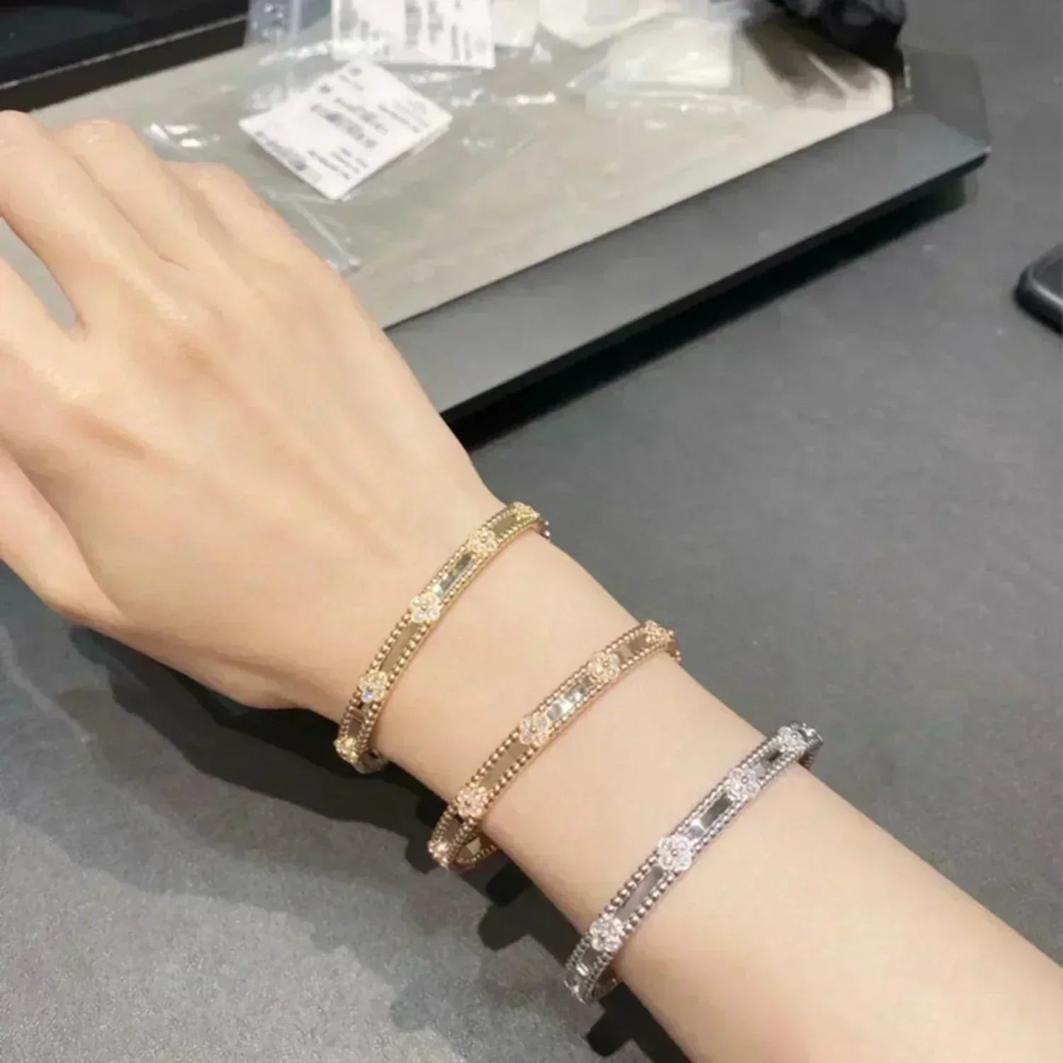 ¡®Lumi¡¯CLOVER BRACELET 4MM DIAMONDS