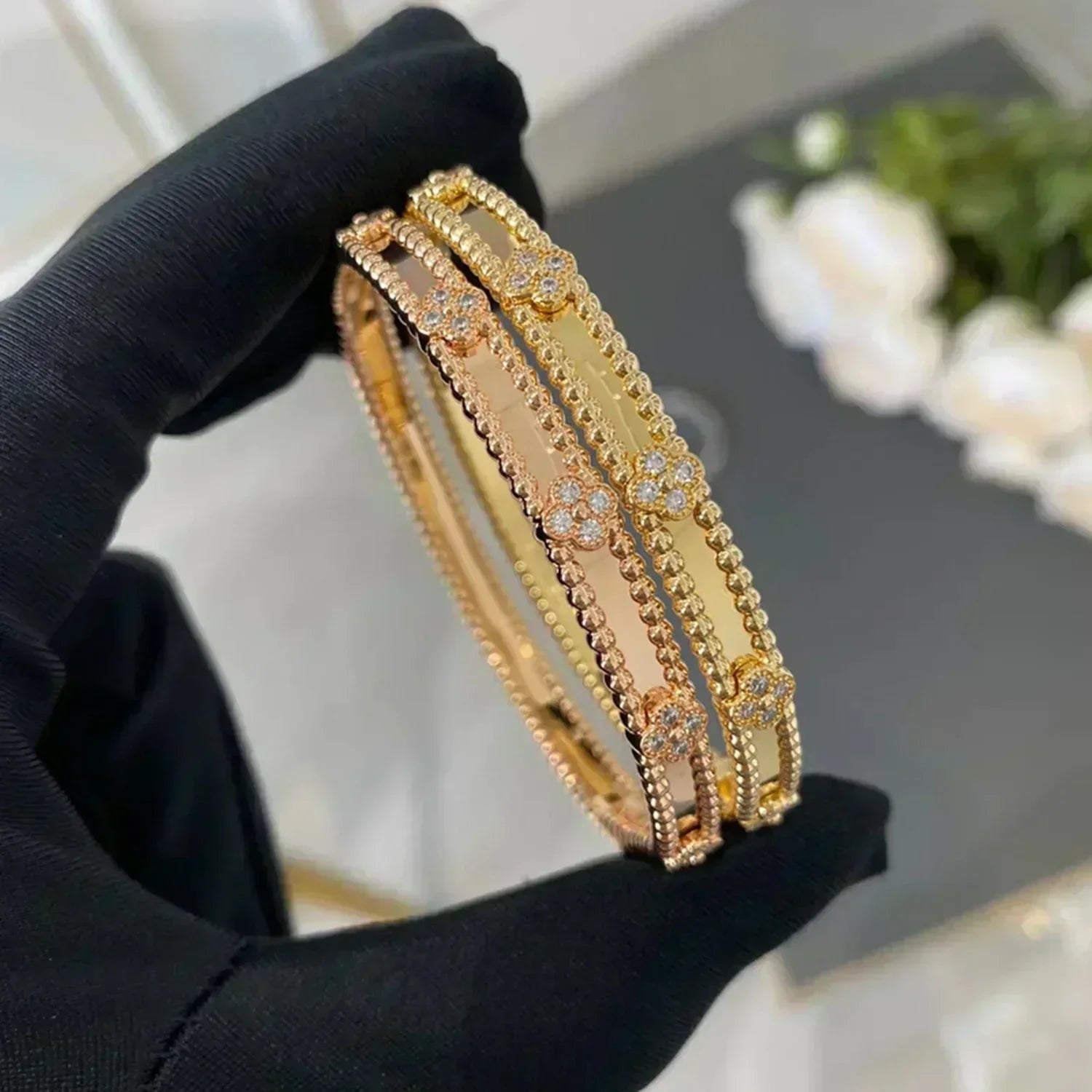 ¡®Lumi¡¯CLOVER BRACELET 4MM DIAMONDS