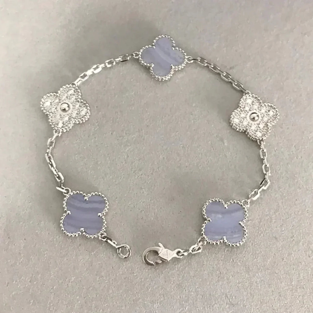 [Lumi jewelry] CLOVER 5 MOTIF PURPLE CHALCEDONY BRACELET COLLECTION