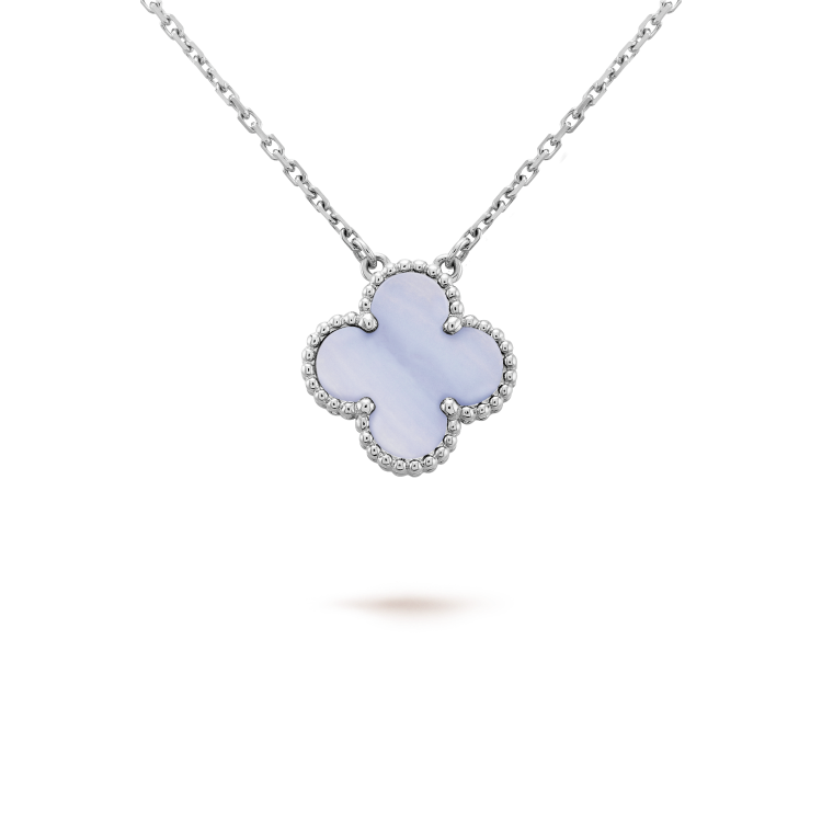 Lumi® CLOVER 15MM BLAUE CHALCEDON-HALSKETTE SILBER