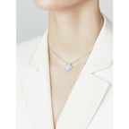 Lumi® CLOVER 15MM BLAUE CHALCEDON-HALSKETTE SILBER