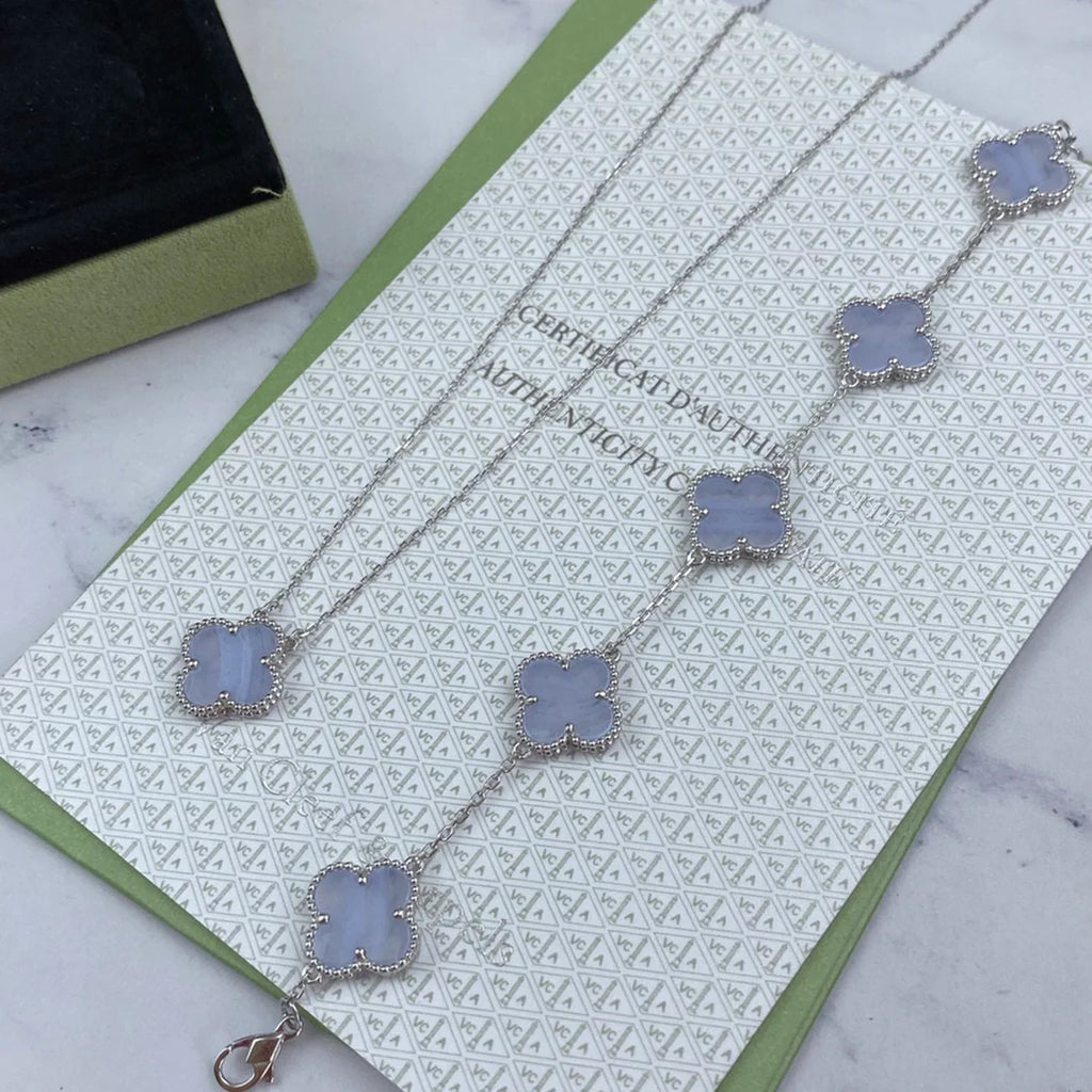 [Lumi jewelry] CLOVER 5 MOTIF PURPLE CHALCEDONY BRACELET COLLECTION