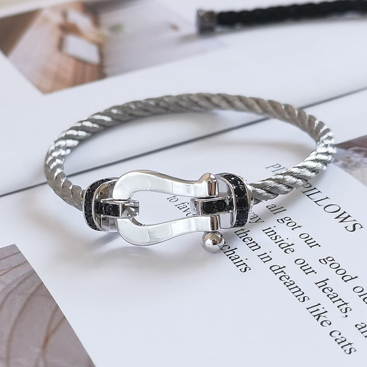 ¡®Lumi¡¯FORCE LARGE HORSESHOE BLACK DIAMOND BRACELET SILVER