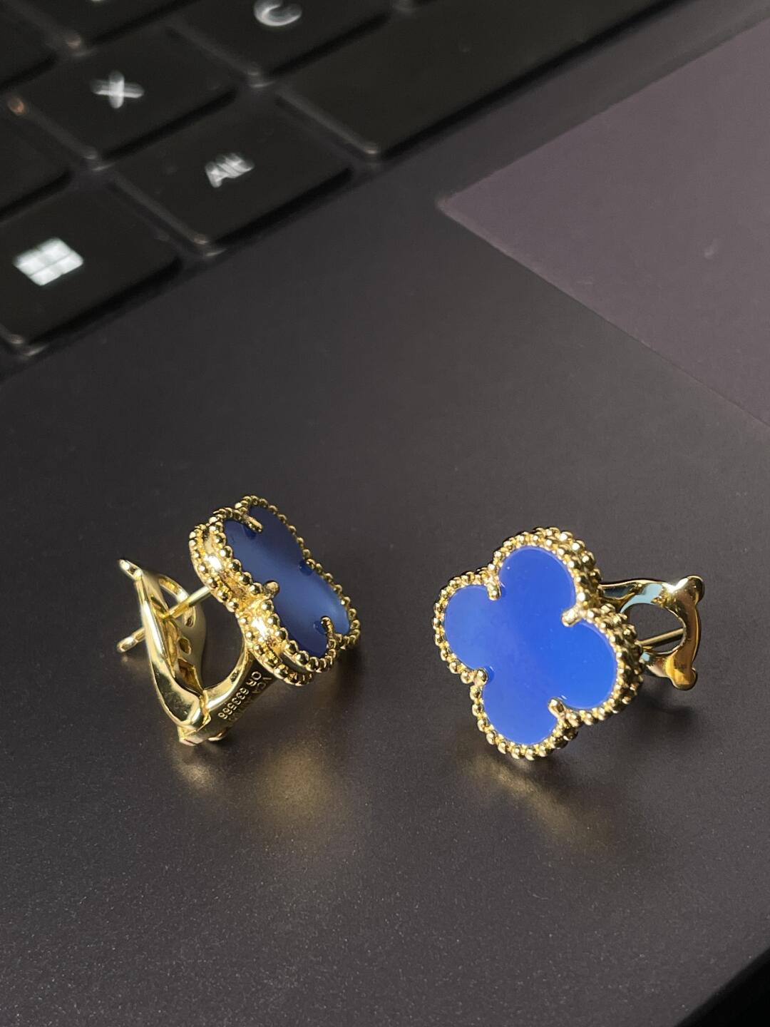 [Lumi] CLOVER LARGE (20mm) 1 MOTIFS BLUE MOP STUD EARRINGS