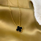 Lumi® CLOVER 15MM SCHWARZE ONYX-EINZELBLÜTEN-KETTE