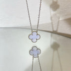 Lumi® CLOVER 15MM BLAUE CHALCEDON-HALSKETTE SILBER