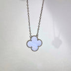 Lumi® CLOVER 15MM BLAUE CHALCEDON-HALSKETTE SILBER