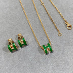 ¡®Lumi¡¯POP H GREEN NECKLACE SILVER AND GOLD