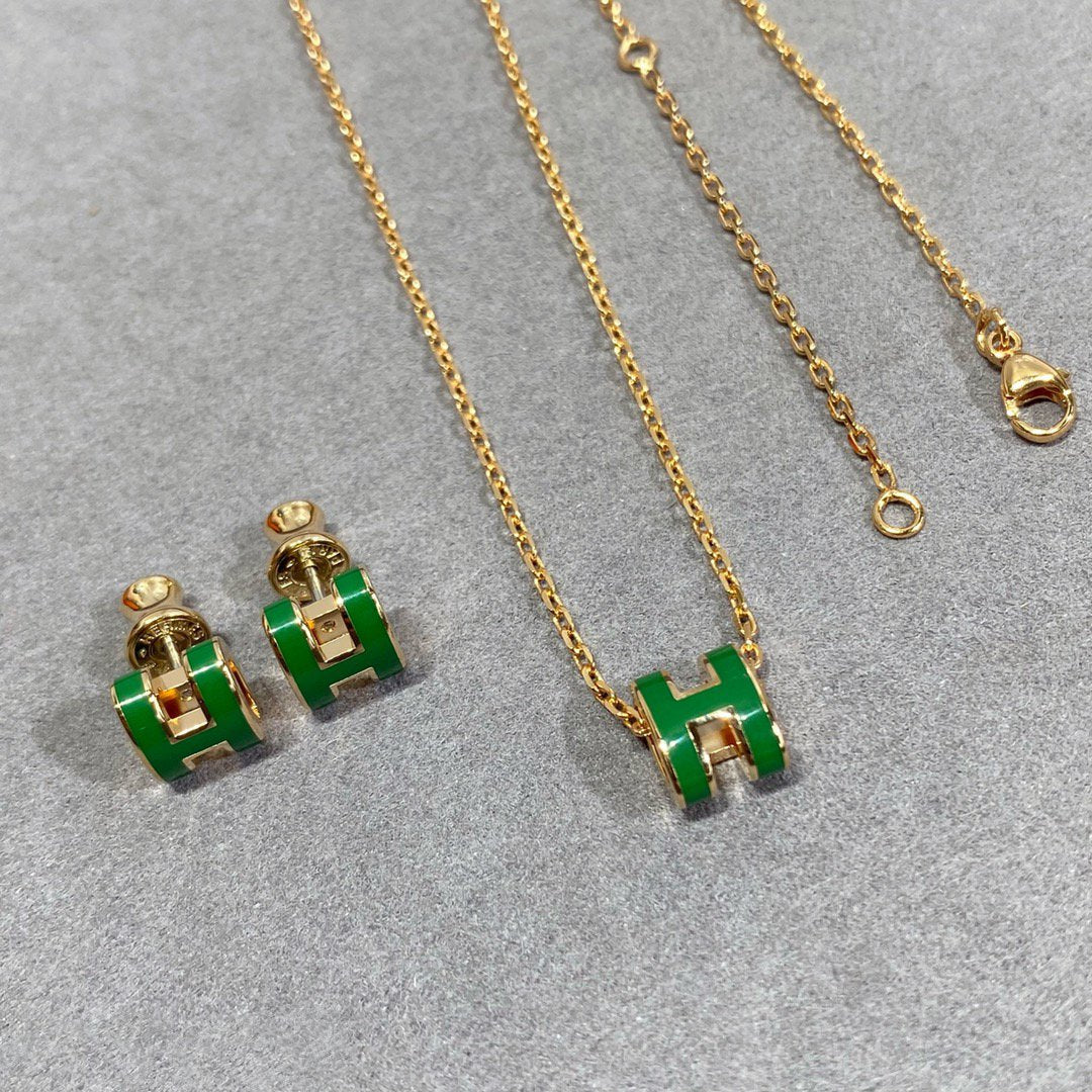 Lumi POP H GRÜNE KETTE SILBER UND GOLD