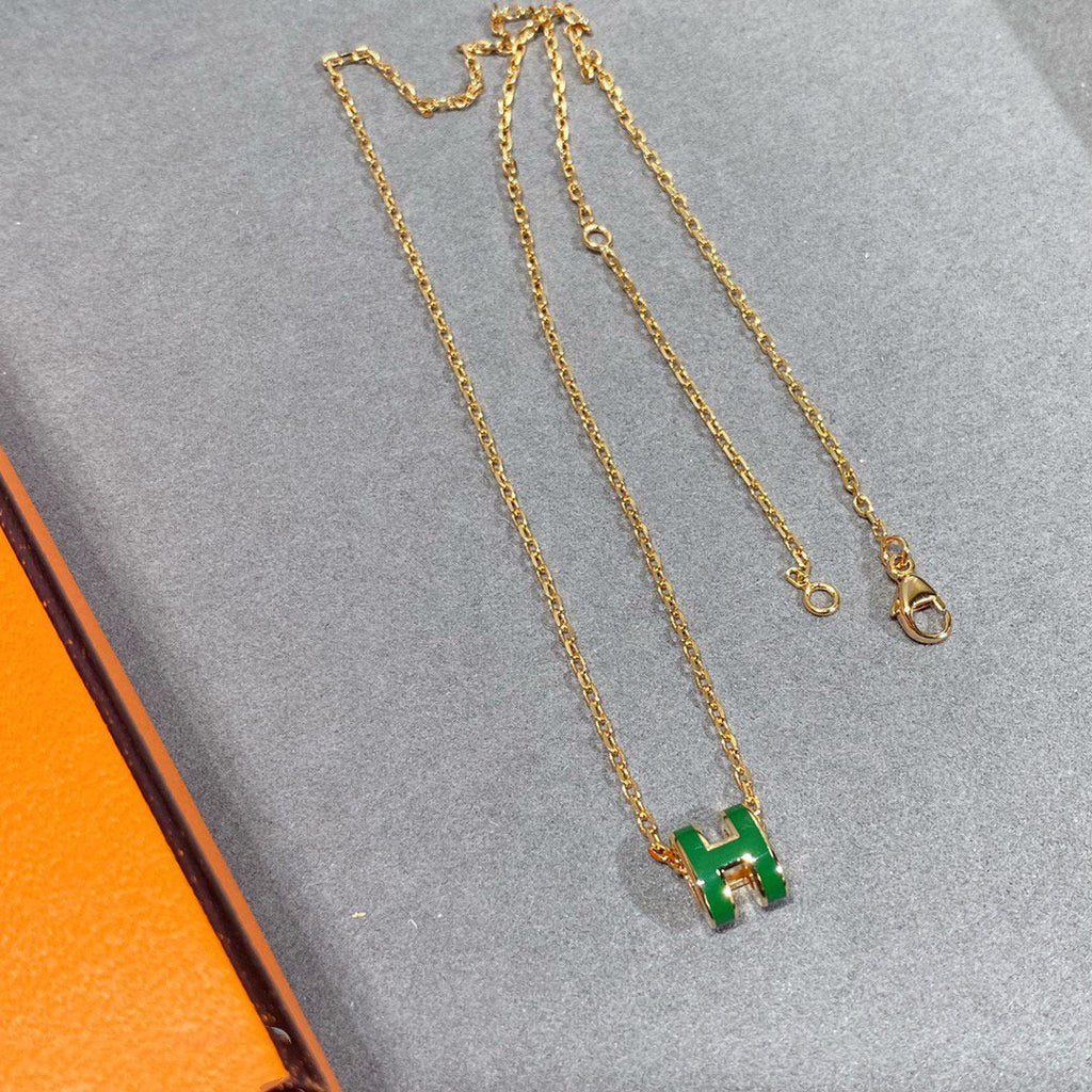 ¡®Lumi¡¯POP H GREEN NECKLACE SILVER AND GOLD