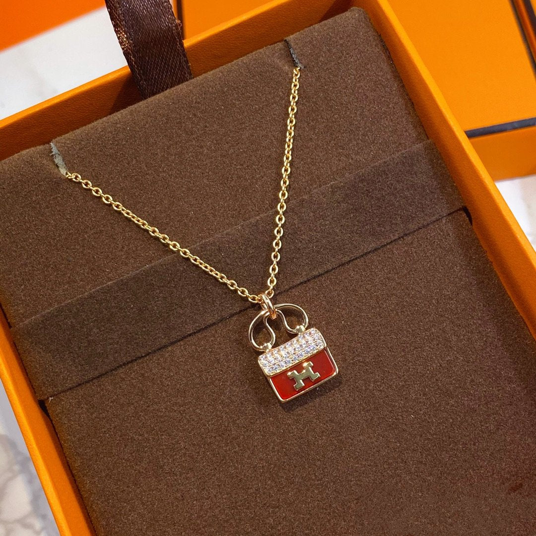 Lumi® CONSTANCE ROTER ANHÄNGER ROSÉGOLD-KETTE