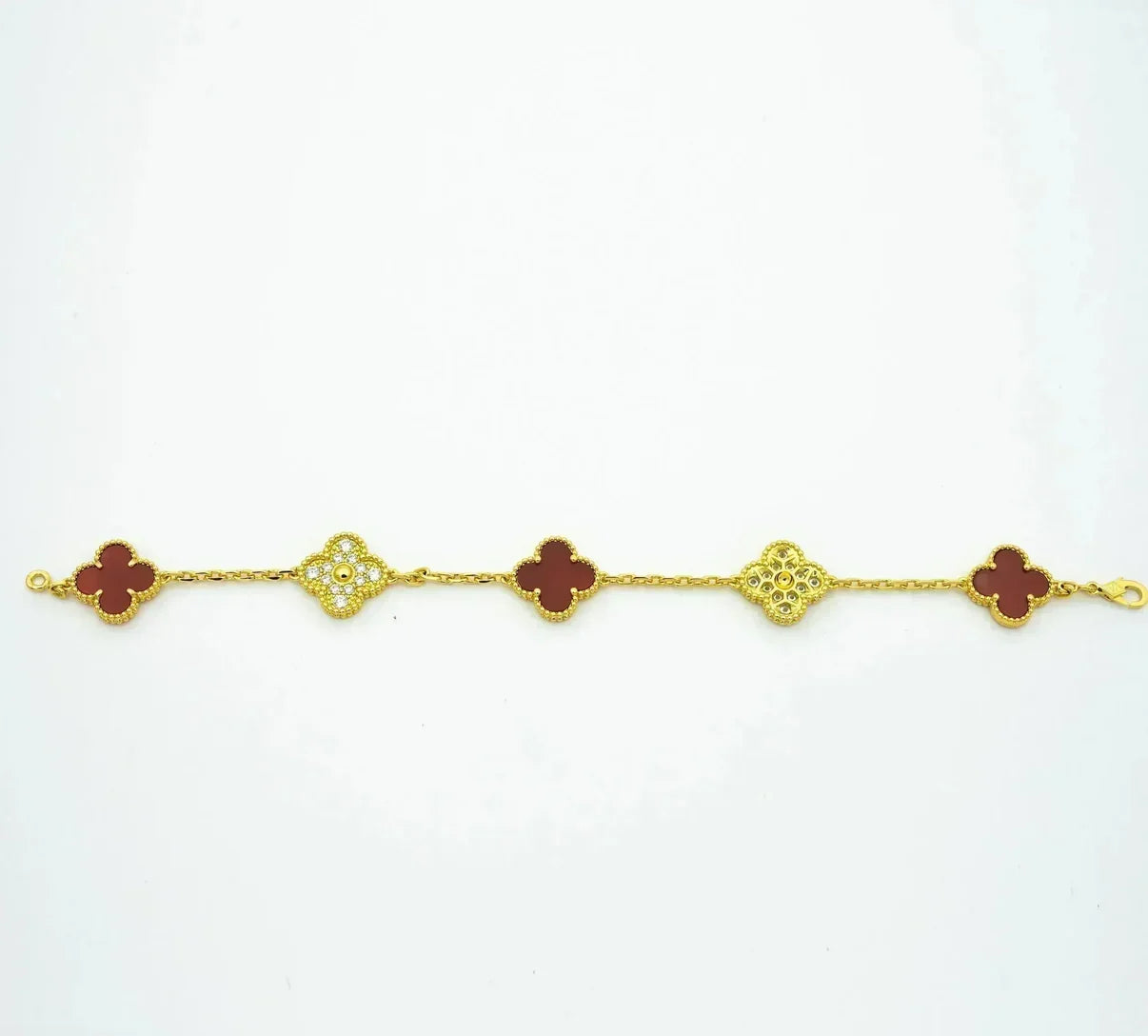 [Lumi jewelry] CLOVER 5 MOTIF RED CORNELIAN BRACELET COLLECTION