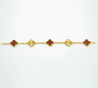 [Lumi jewelry] CLOVER 5 MOTIF RED CORNELIAN BRACELET COLLECTION