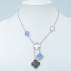 Lumi® Kleeblatt-Halskette aus Chalcedon, silber, 6 Motive 