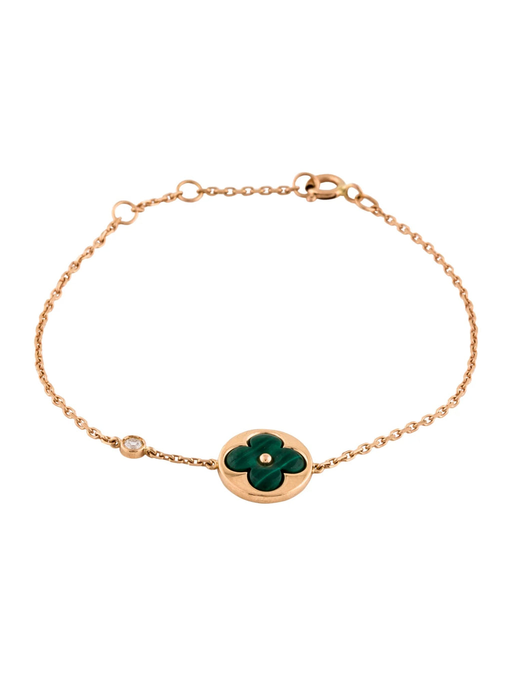 ¡®Lumi¡¯SUN MALACHITE 1 DIAMOND PINK GOLD BRACELET