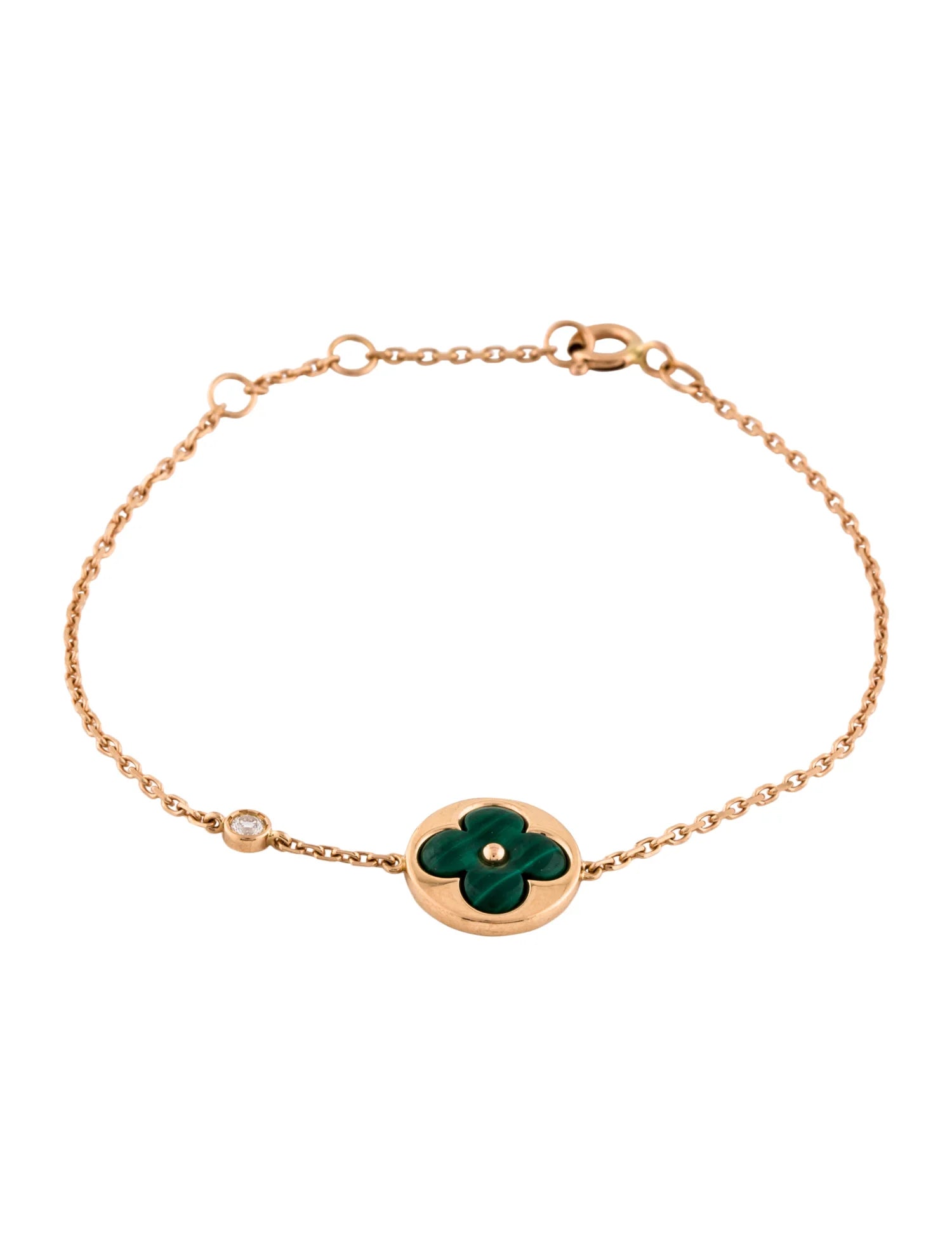 ¡®Lumi¡¯SUN MALACHITE 1 DIAMOND PINK GOLD BRACELET