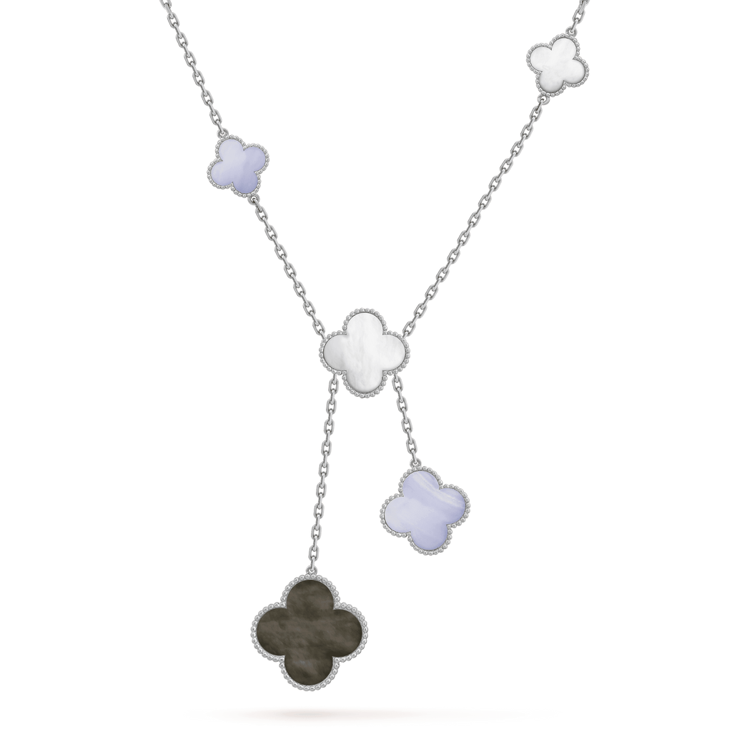 Lumi® Kleeblatt-Halskette aus Chalcedon, silber, 6 Motive 