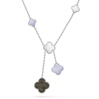 Lumi® Kleeblatt-Halskette aus Chalcedon, silber, 6 Motive 