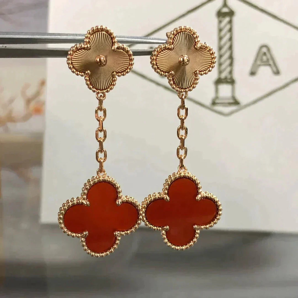 ¡®Lumi¡¯CLOVER 2 MOTIF  LASER CARNELIAN EARRINGS