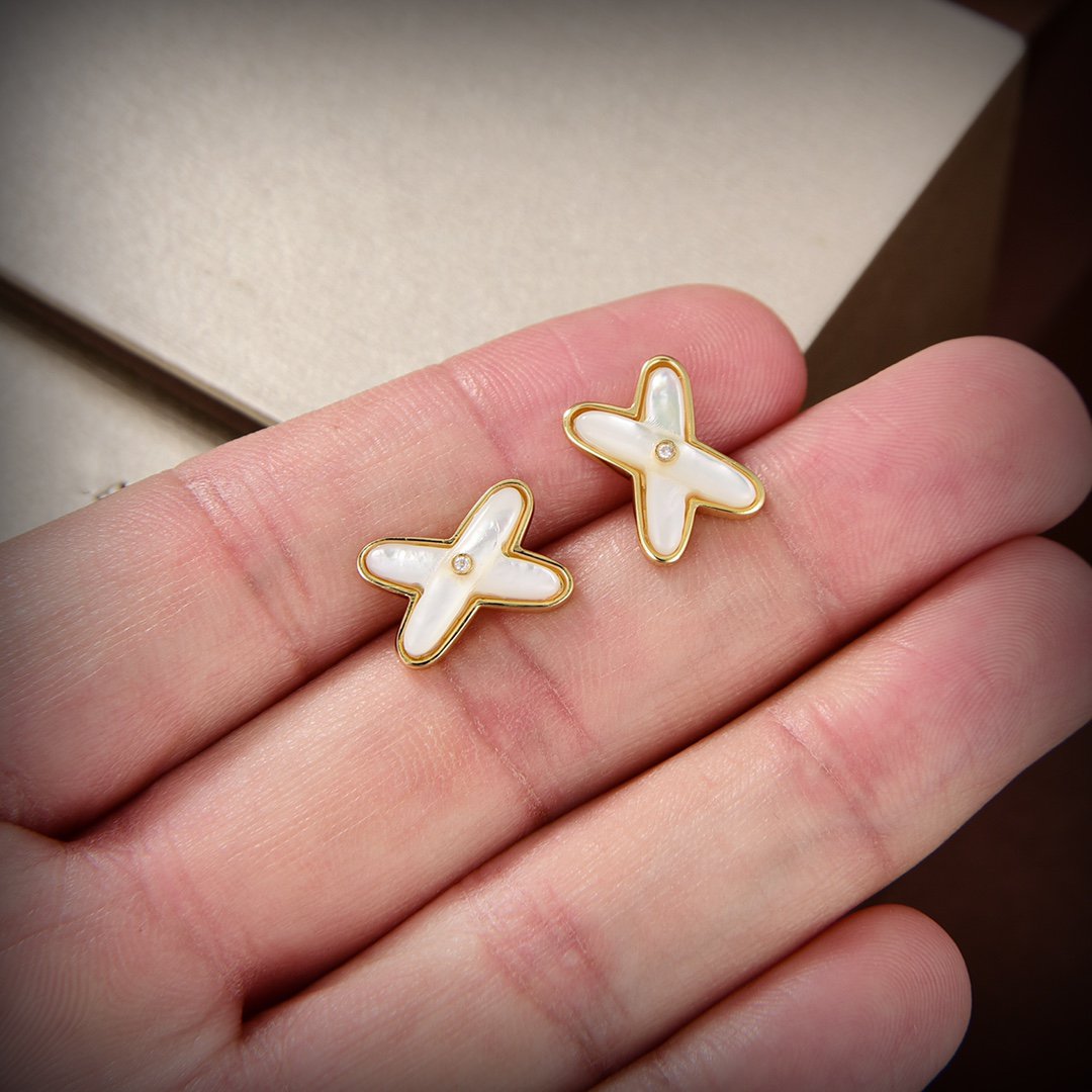 ¡®Lumi¡¯JEUX DE WHITE MOP GOLD DIAMOND EARRINGS