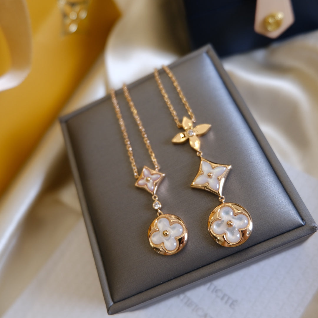 Lumi® COLOR BLOSSOM LARIAT-HALSKETTE, ROSA GOLD, WEISSES PERLMUTT UND DIAMANT