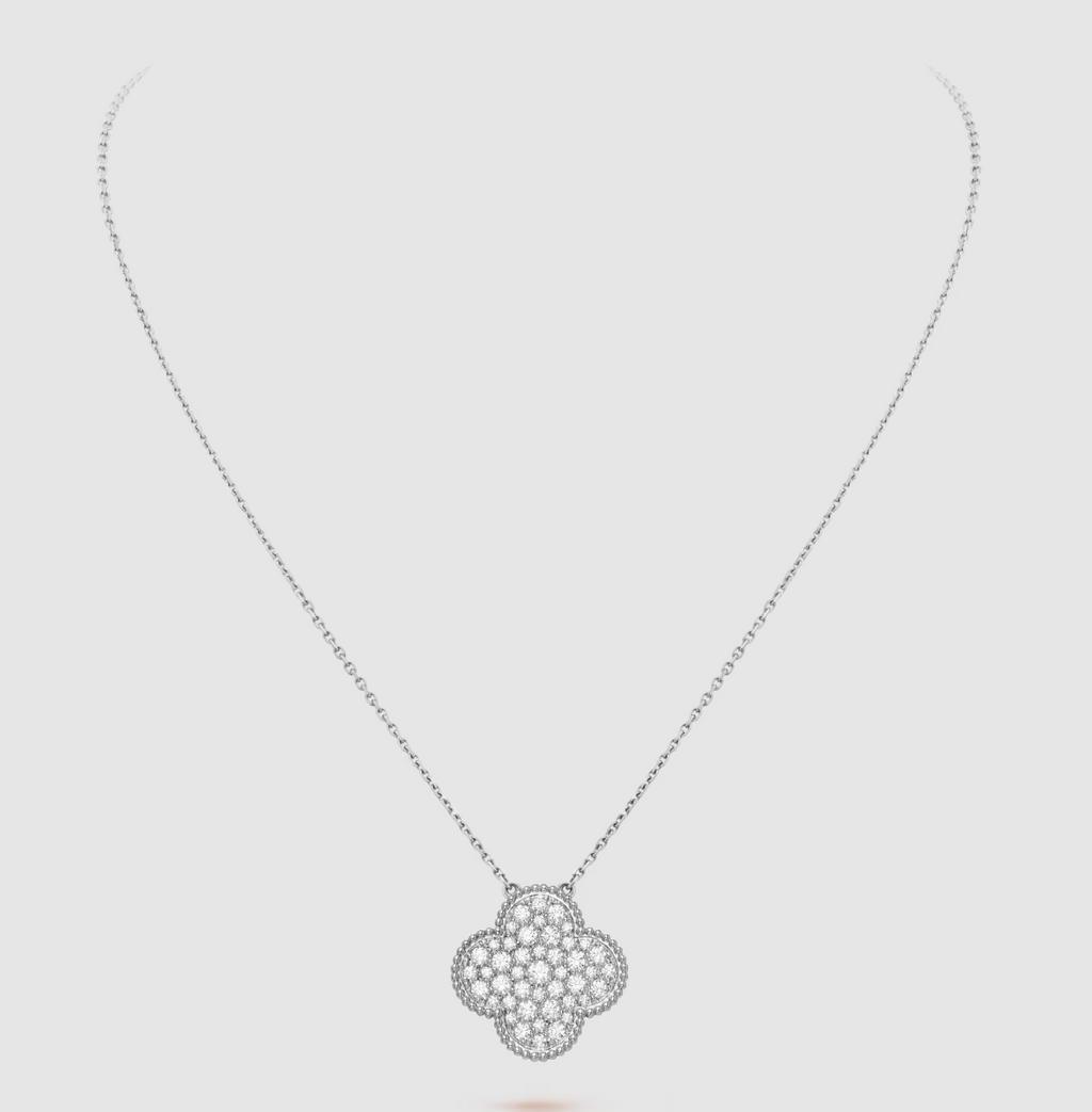 Lumi® CLOVER 25MM GROSSER ANHÄNGER MIT DIAMANTENPAVED SILBERKETTE