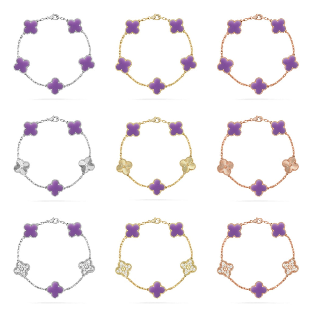 [Lumi jewelry] CLOVER 5 MOTIF VIOLET BRACELET COLLECTION