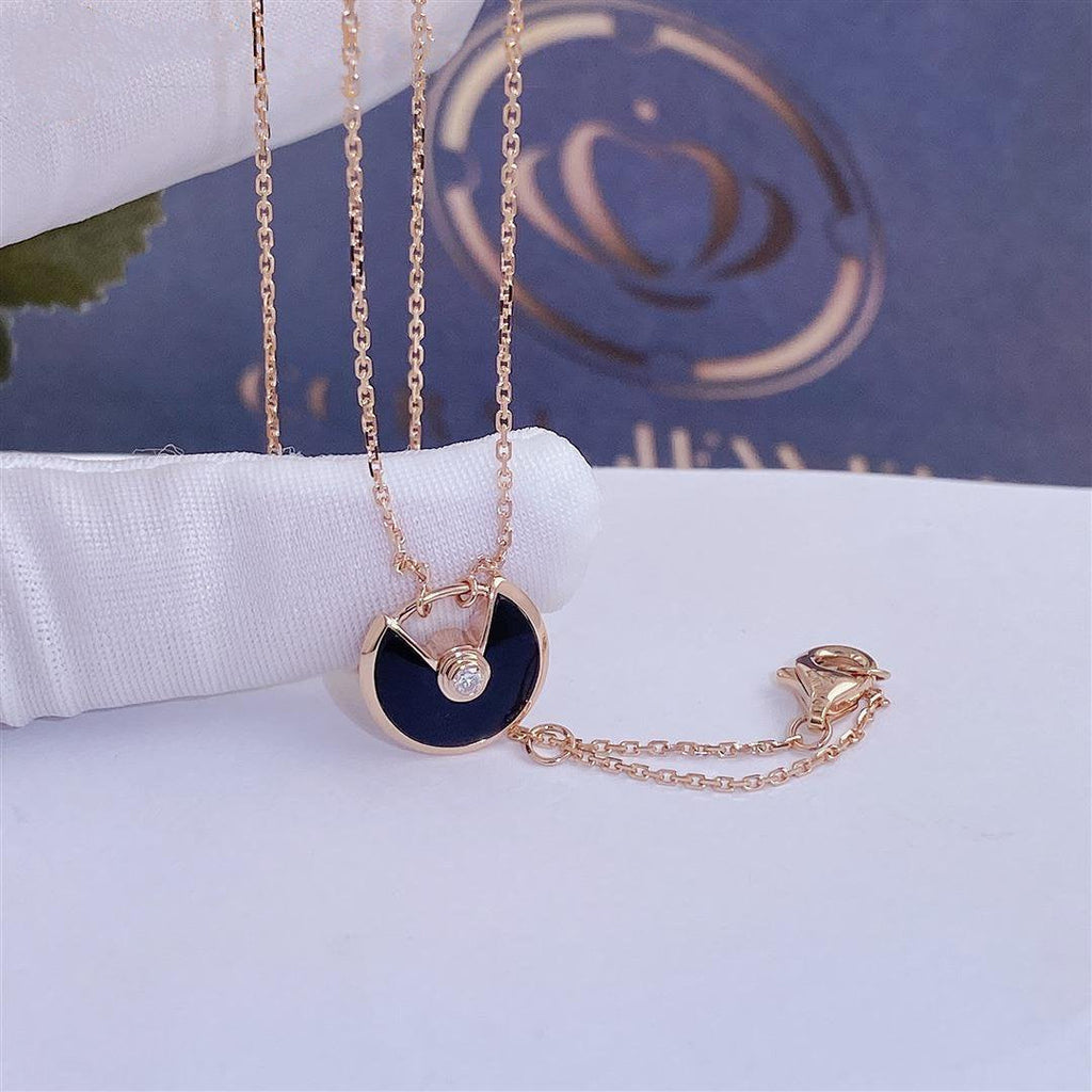 ¡®Lumi¡¯AMULETTE ROSÉGOLD ONYX-HALSKETTE