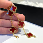 [Lumi jewelry] CLOVER 5 MOTIF RED CORNELIAN BRACELET COLLECTION