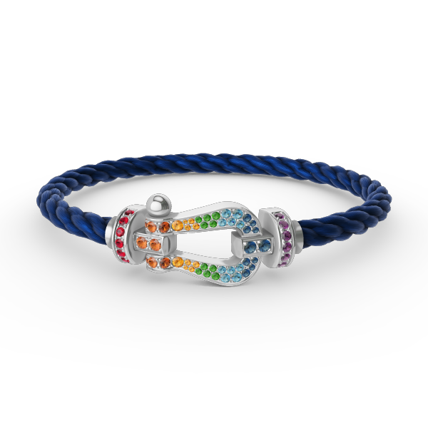 ¡®Lumi¡¯FORC LARGE HORSESHOE  COLORED DIAMOND BRACELET SILVER