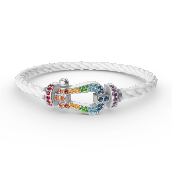 ¡®Lumi¡¯FORC LARGE HORSESHOE  COLORED DIAMOND BRACELET SILVER