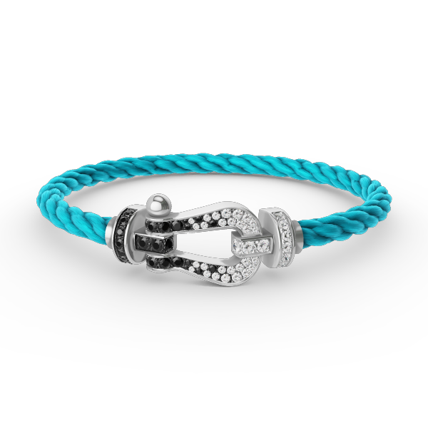 ¡®Lumi¡¯FORCE LARGE HORSESHOE BLACK WHITE DIAMOND BRACELET SILVER