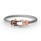 ¡®Lumi¡¯FORCE LARGE HORSESHOE BLACK WHITE DIAMOND BRACELET ROSE GOLD