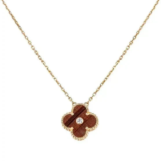 Lumi CLOVER Halskette aus 15 mm Diamant und gelbem Tigerauge-Achat
