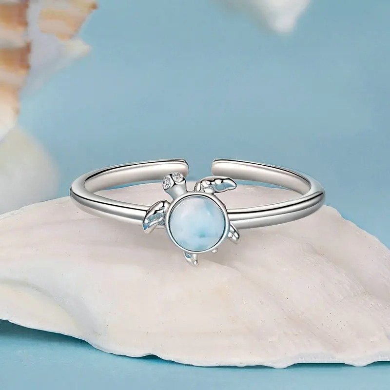 Offener Ring mit Meeresschildkrötenmotiv, verstellbarer Ring